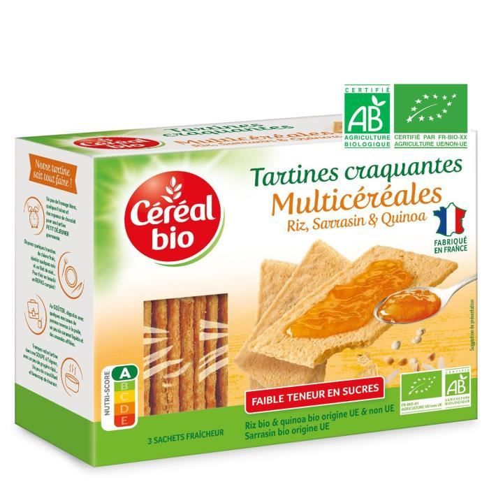 CEREAL BIO Tartines croquantes multicéréales : riz, sarrasin et quinoa Bio - 145 g