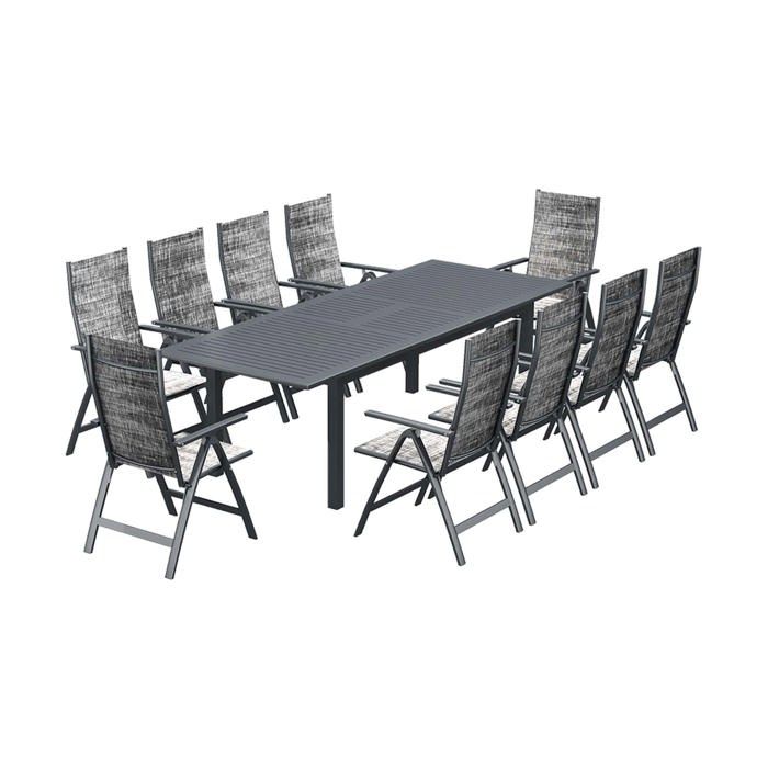 Berana 10  table de jardin extensible 10 personnes + 10 chaises en