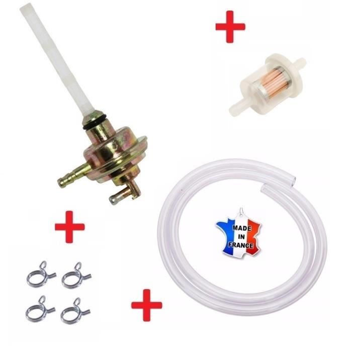 KIT ESSENCE SCOOTER MBK BOOSTER YAMAHA BW'S AEROX GILERA STALKER PEUGEOT TKR KYMCO DERBI SENDA : ROBINET + COLLIER + DURITE + FILTRE