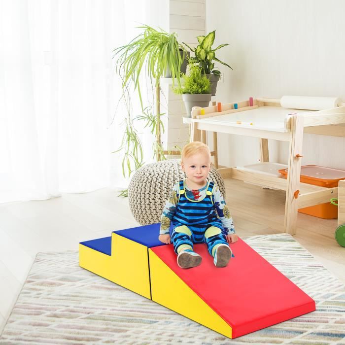 DREAMADE Modules de Motricité, Blocs de Construction en Mousse avec Escalier et Toboggan,pour Maison,pour Enfant de Plus de 3 Ans