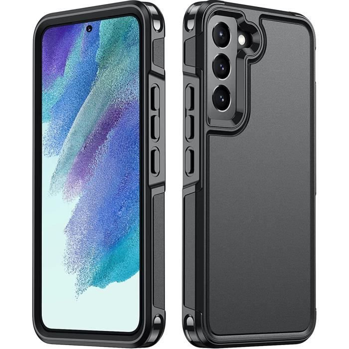 Coque Compatible pour Samsung Galaxy S22 5G 6.1 Pouces Bumper de Anti-Rayure Antichoc Protection en Double Couche PC + TPU Noir
