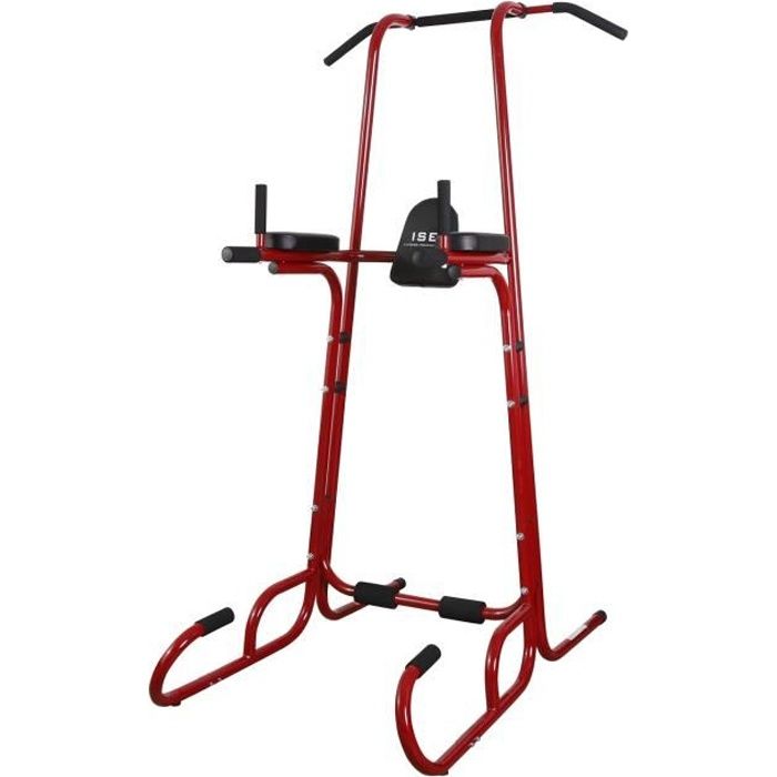 ISE Power Tower Pull Up Barre de Traction Chaise Romaine Multifonctions,Dips Station Chin Up Bar réglable pour Fitness