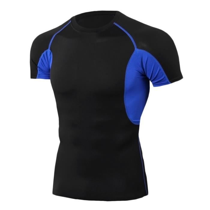 T-Shirt De Compression Manches Courtes Vêtements Fitness Running Sports Séchage Rapide Baselayer Haut Homme TD81 2XL
