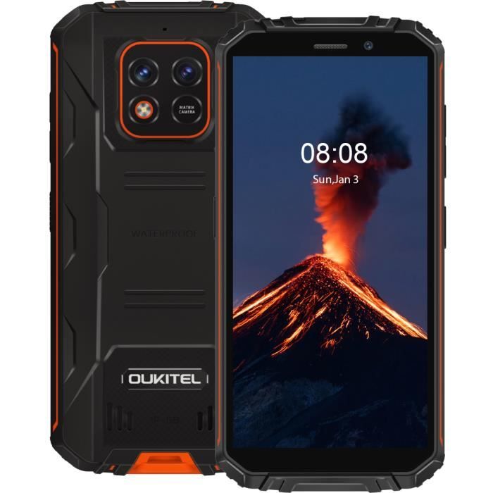 OUKITEL WP18 Smartphone Batterie 12500mAh 4Go 32Go Caméra 13MP Écran 5.9 pouce HD+ Téléphone Android 11 - Orange