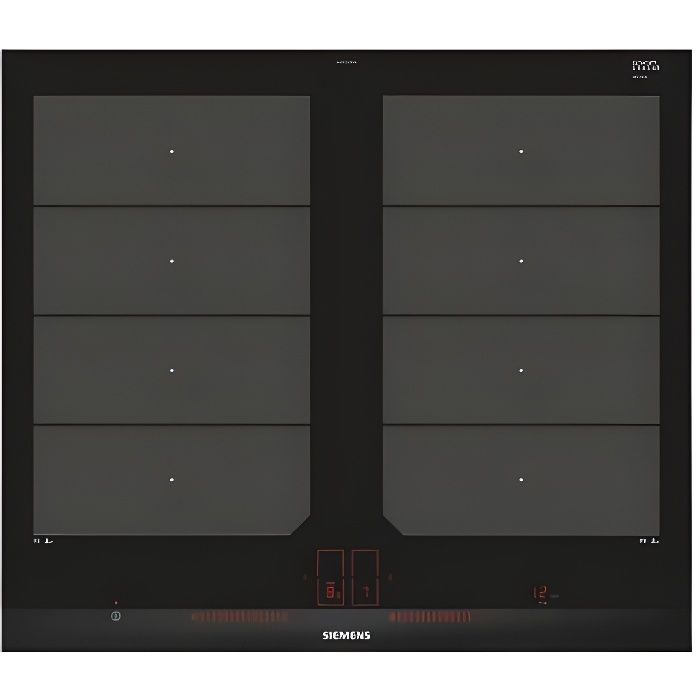 Siemens EX675LXC1E, Intégré, Plaque avec zone à induction, Verre-céramique, Noir, Acier inoxydable, 3700 W, 19 cm