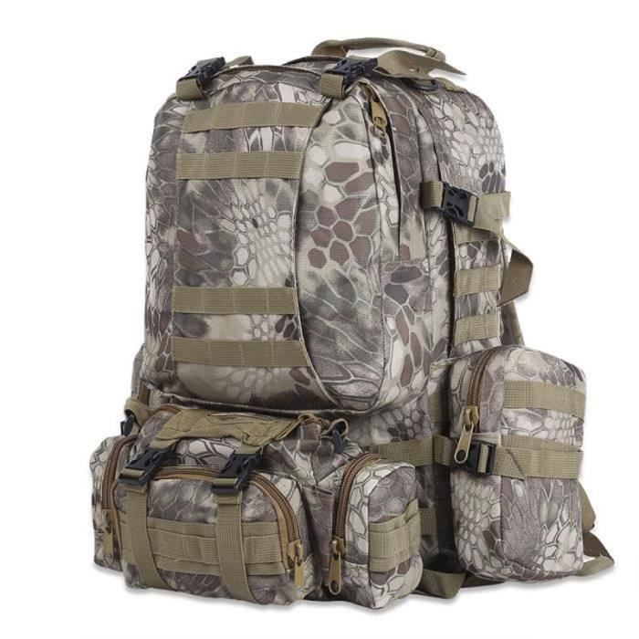 WS30223-Armée Sac à Dos Tactique Militaire 50L Sac Randonnée Camping Voyage Sac de Sport Etanche militaires - 7
