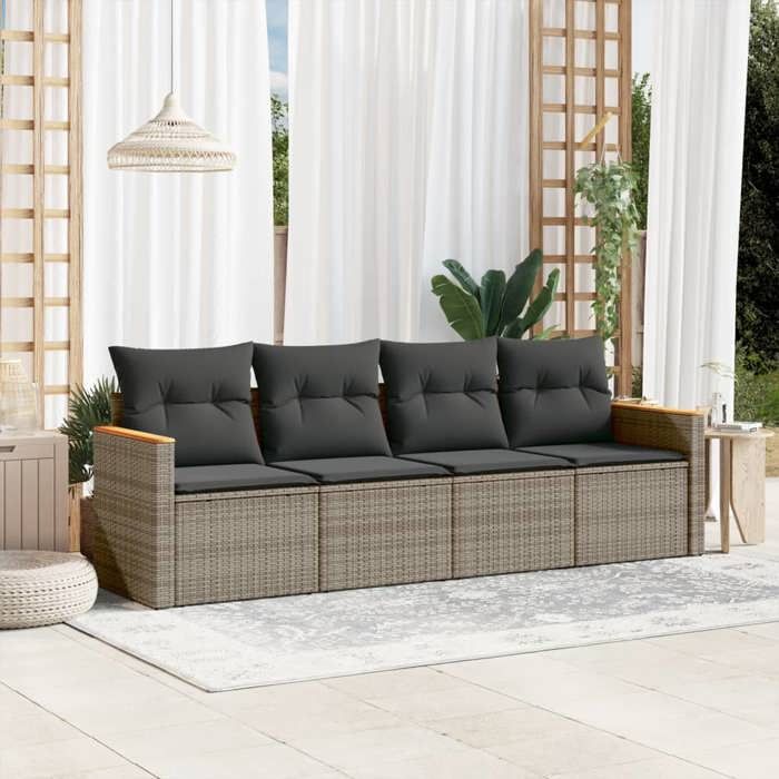 vidaXL 4 pcs salon de jardin résine tressée - vue 2
