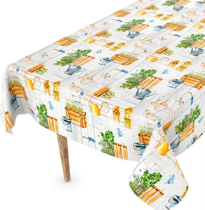 Nappe Toile Cirée Anro - Imprimé Floral Blanc 160x140cm Lavable