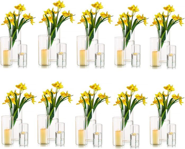 Vases Cylindriques En Verre Pour Décoration De Table, 30Pcs Clear Vase