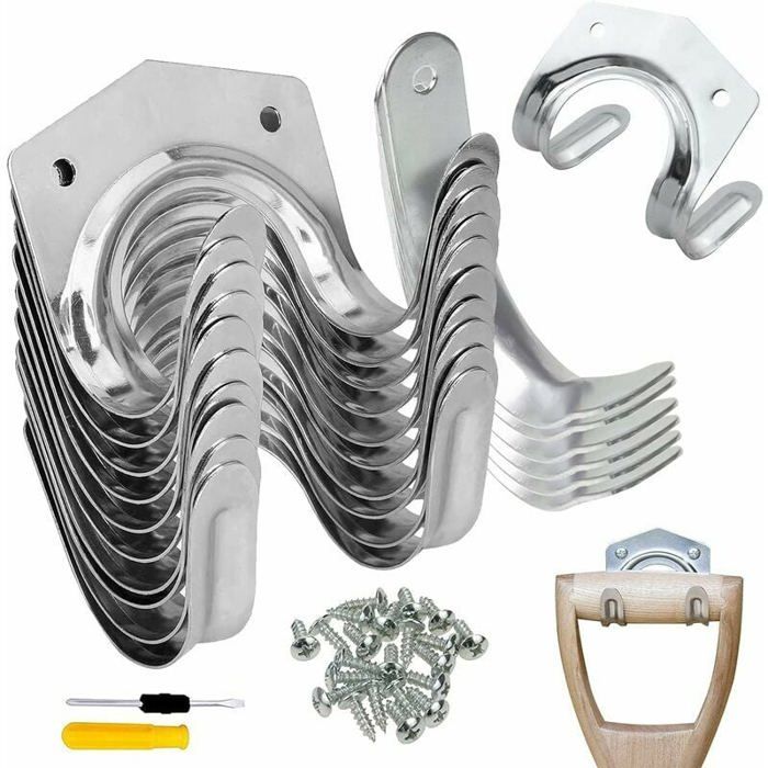 Organisateur Mural Outils Garage/jardin 172 Cm - En Métal, Réglable, Avec Crochets L Et S (charge 30 Kg Max) - 12