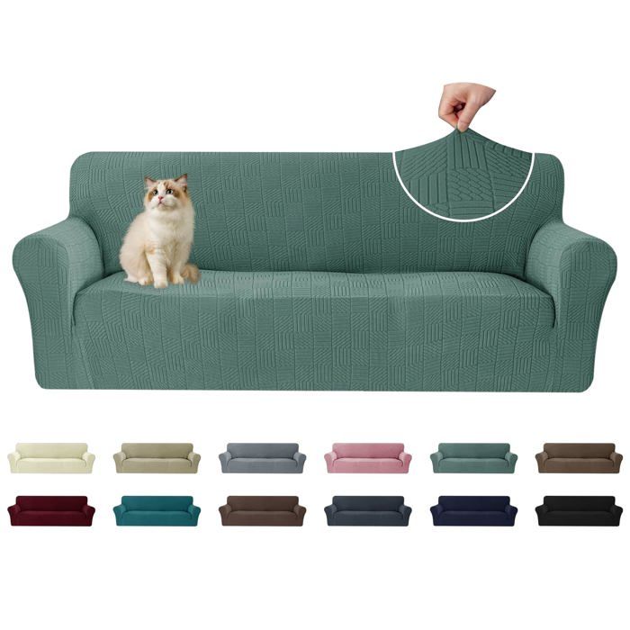 Ystyle Housse Canapé 3 Places Extensible Universelle Housse Canape Protection Chat Chiens Griffures Vert Clair