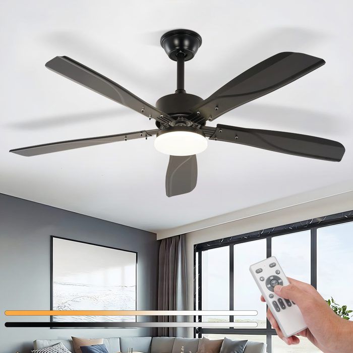 Homefire Ventilateur de plafond avec éclairage silencieux LED 23 W à intensité variable 125 cm de avec lumière Minuterie 6 vitesses - Hom