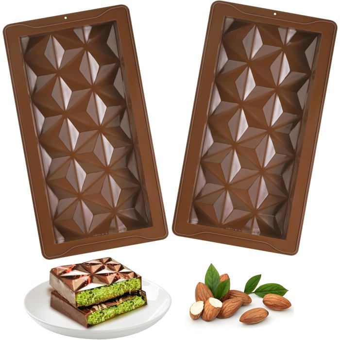 2 Moules à Chocolat Dubai Silicone 12 Cavités - Antiadhésifs Pour Tablettes Chocolat Maison