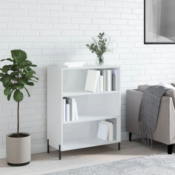 SALE 2025Meuble bas bahut vaisselier - Armoire à étagères - Blanc brillant - 69 5x32 5x90 cm 20 Kg 9385