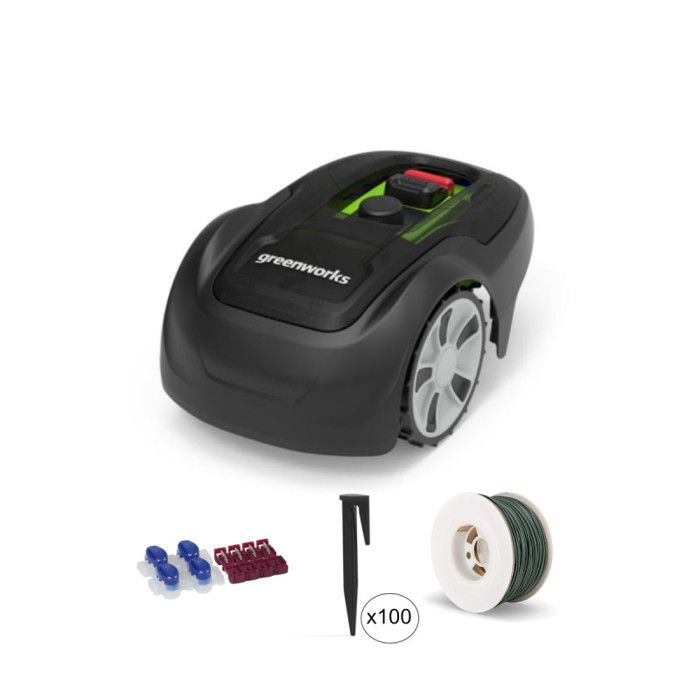 Pack robot tondeuse Optimow 5 GREENWORKS - pour 550m2 - 100m fil 100 piquets et connecteurs