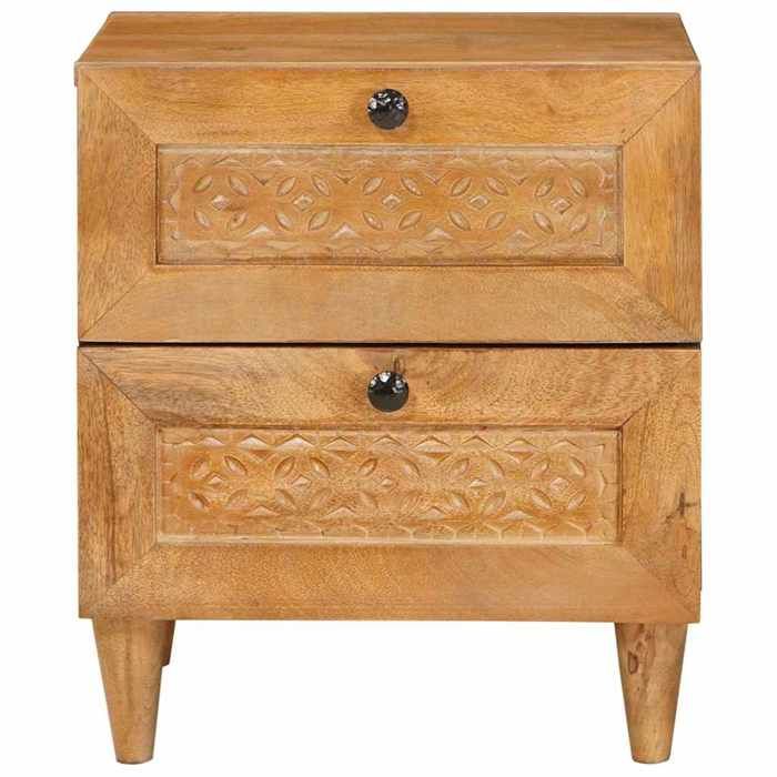 Table de chevet en bois - vidaXL - Tiroir - Marron clair - Bois dacacia massif - 40x33x46 cm - Durable - Rangement