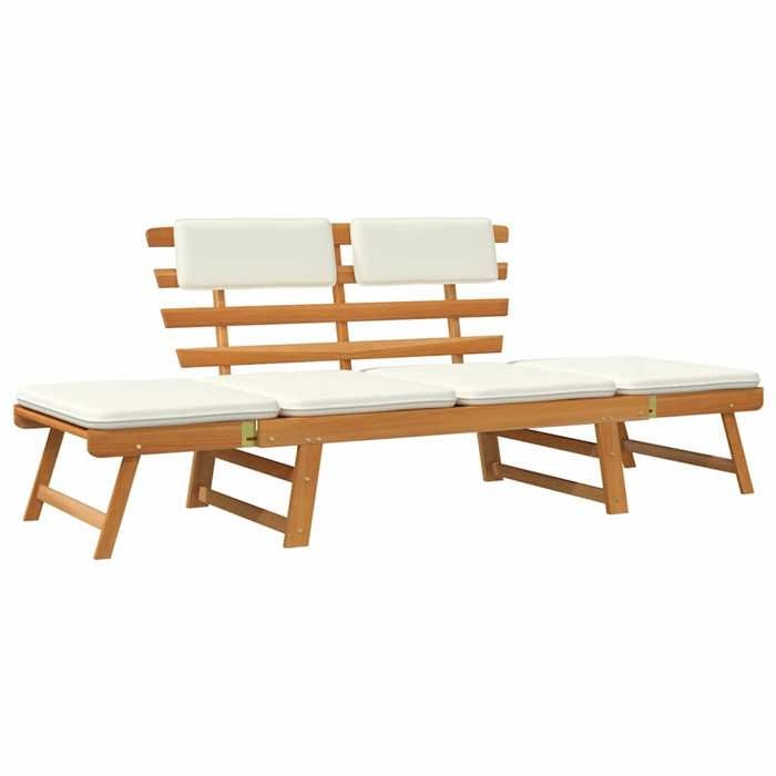 Banc de jardin convertible - JILL - 190 cm - Bois dacacia - Convertible 2-en-1 - Réglable des deux côtés
