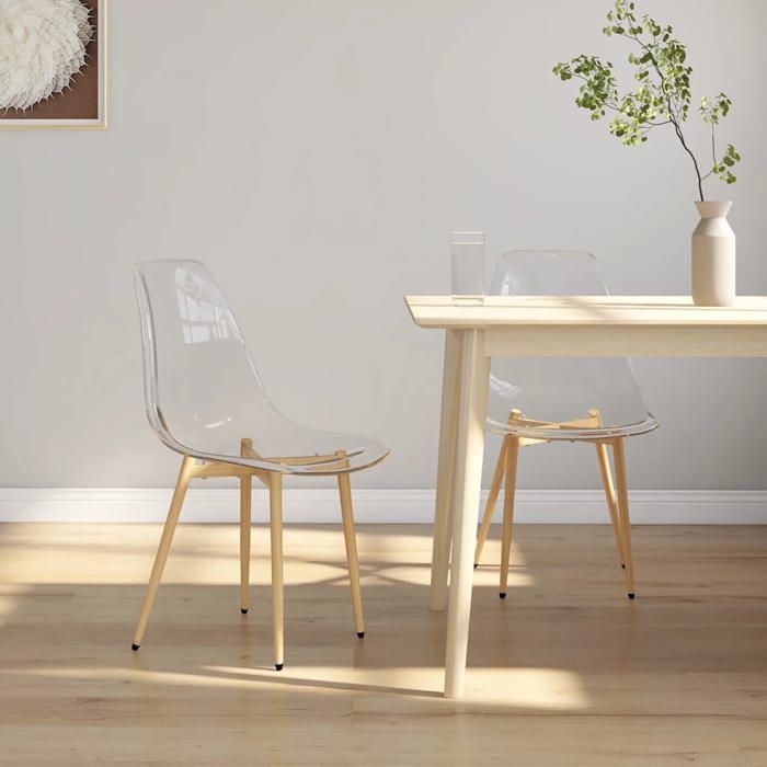 Chaises à manger transparentes - XWO - Lot de 2 - PET - 46x52x84 cm - Profondeur du siège 38 cm - Hauteur du siège 47 cm