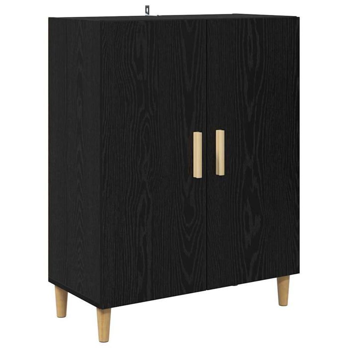 Buffet en bois dingénierie - vidaXL - Chêne Noir - 70x34x90 cm - Pieds coniques - 2 portes - Rangement spacieux