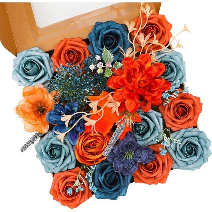 Artificial Orange Silk Flowers Mix with Stems for Wedding Bouquets ...