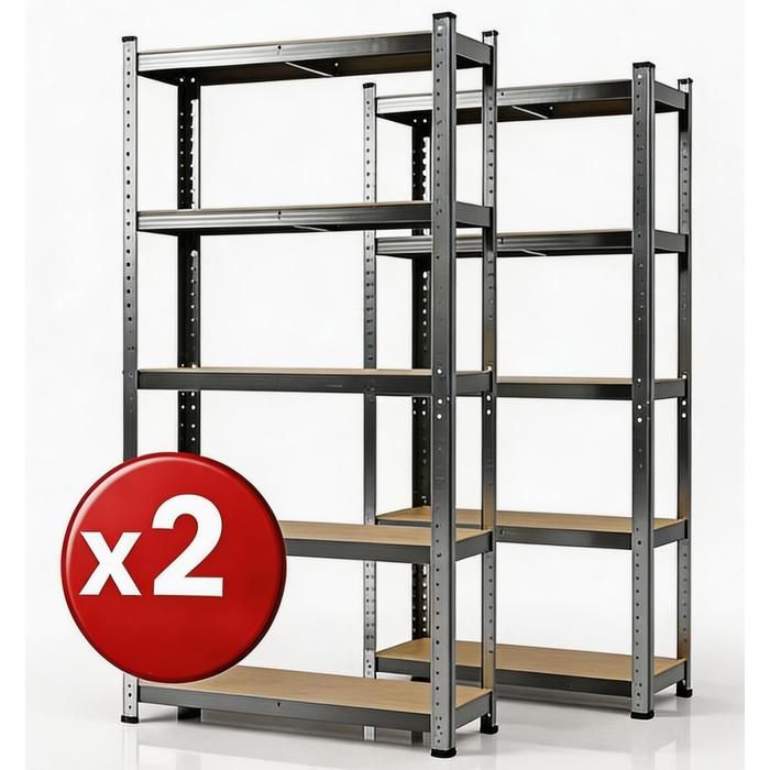 Lot de 2 Étagère Charge Lourde établi pour charges lourdes 180 x 40 x 90 cm - 5 niveaux, 875 kg