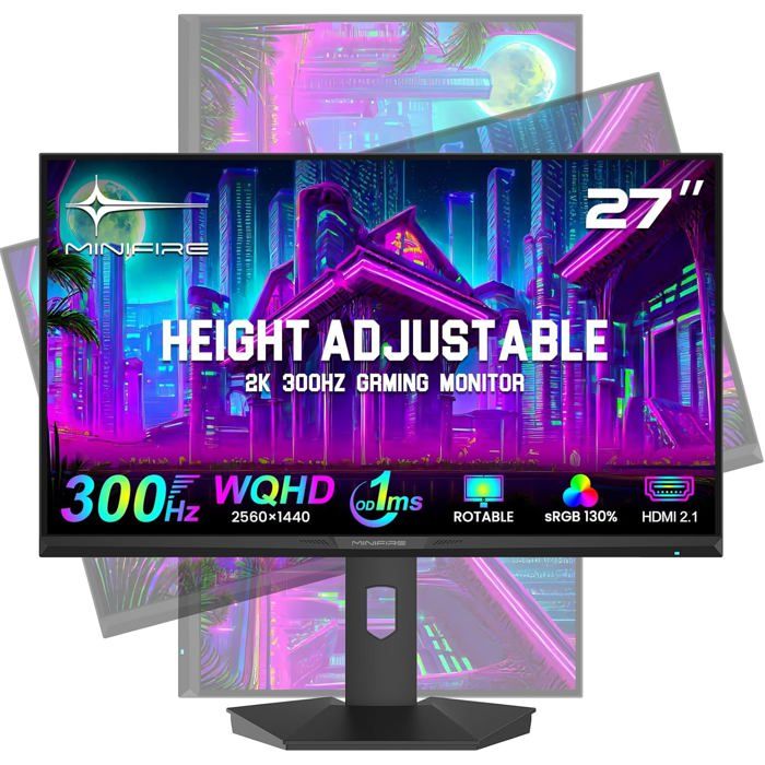 Moniteur Gaming 27 pouces Minifire MFG27F6Q Pro 300Hz QHD 1ms FreeSync