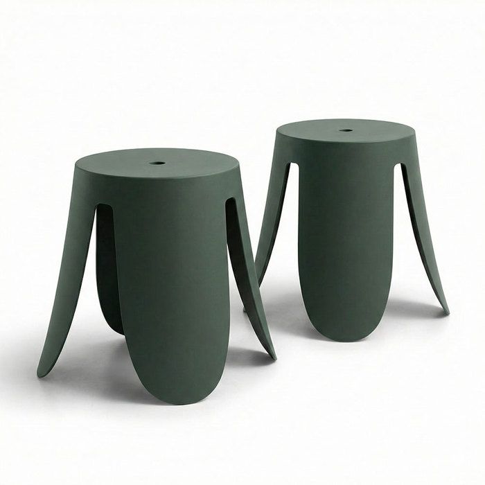Lot de 2 tabourets de jardin empilables en résine avec fibre de verre pour intérieur extérieur terrasse bar et balcon Trevi