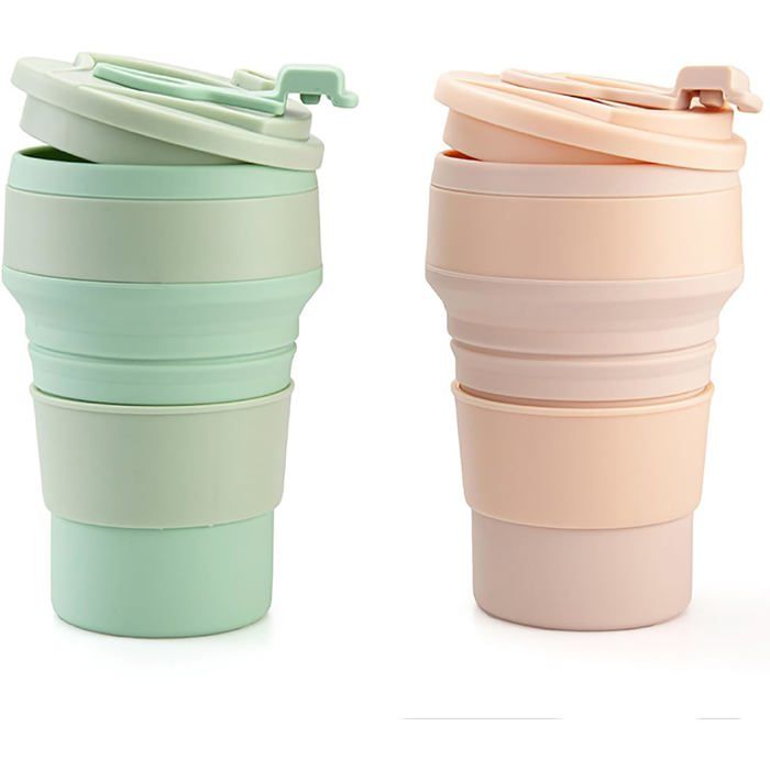 Gobelets pliables en silicone et gobelets pliables portables parfaits pour le camping et les voyages  Lot de 2
