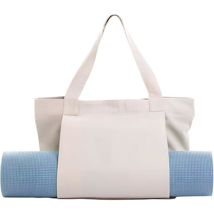 Sac Yoga pour Femme Sac Fitness Sport pour Femme Grand avec Support pour Tapis Yoga adapté Fitness Pilates Beige