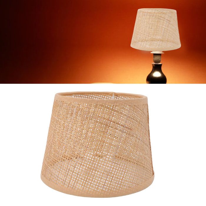 Abat-jour rétro tressé main – Nosheir – E27/E14 – bois rotin naturel – style nordique japonais – 16 5 cm