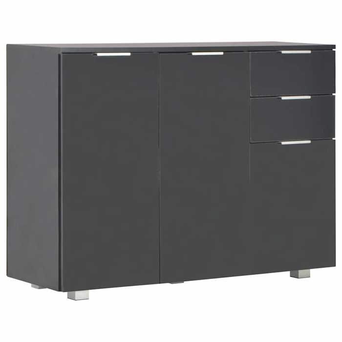 Buffet bas séjour{1 pièce}meuble de rangementdesign épuré Noir brillant 107x35x805 cm lle57j29