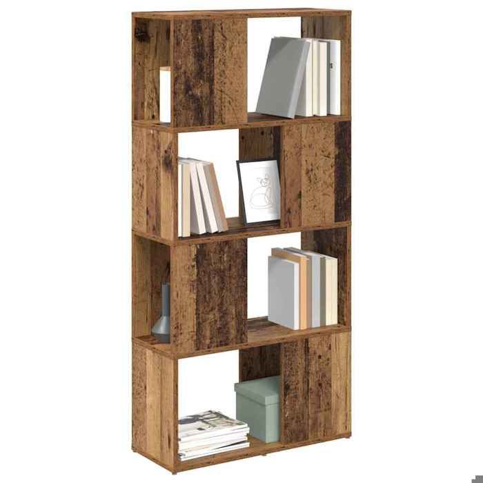 Meuble TV - vidaXL - bois dingénierie - marron - montage mural - 4 étagères - 60 x 24 x 125 5 cm 241dvu51x