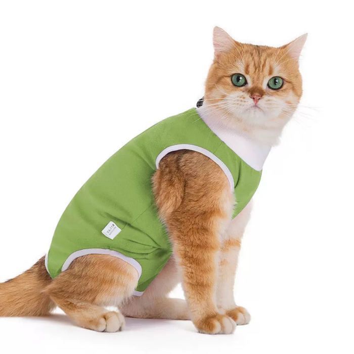 Body de Convalescence Vert Respirant pour Chat & Chien – Vêtement Anti-Léchage Ultra Doux - L