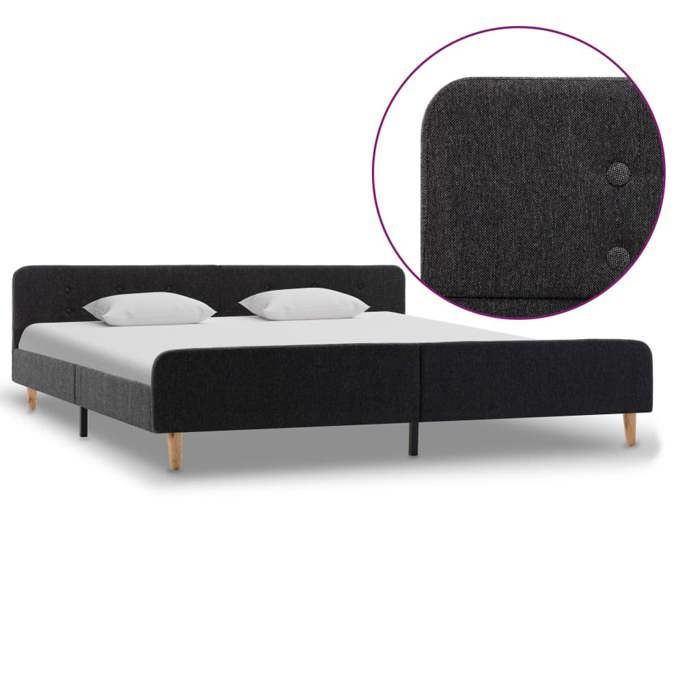 Cadre de lit - lit Adulte 2 personnes - design solide - Gris foncé Jute 180 x 200 cm ogs73m8679