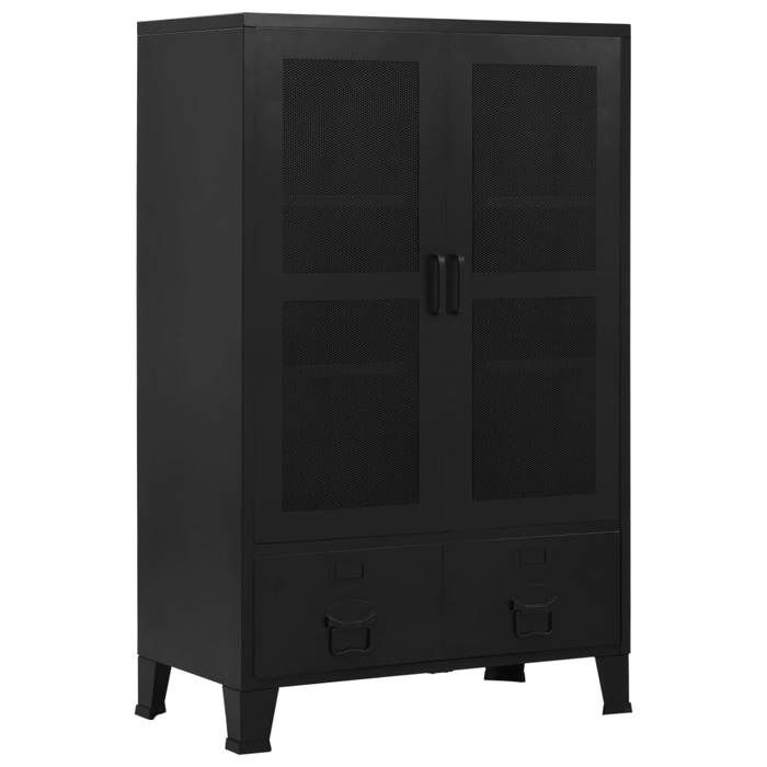 Armoire de bureau avec portes en maille - vidaXL - acier - noir - avec tiroirs - 75 x 40 x 120 cm@gyu49e