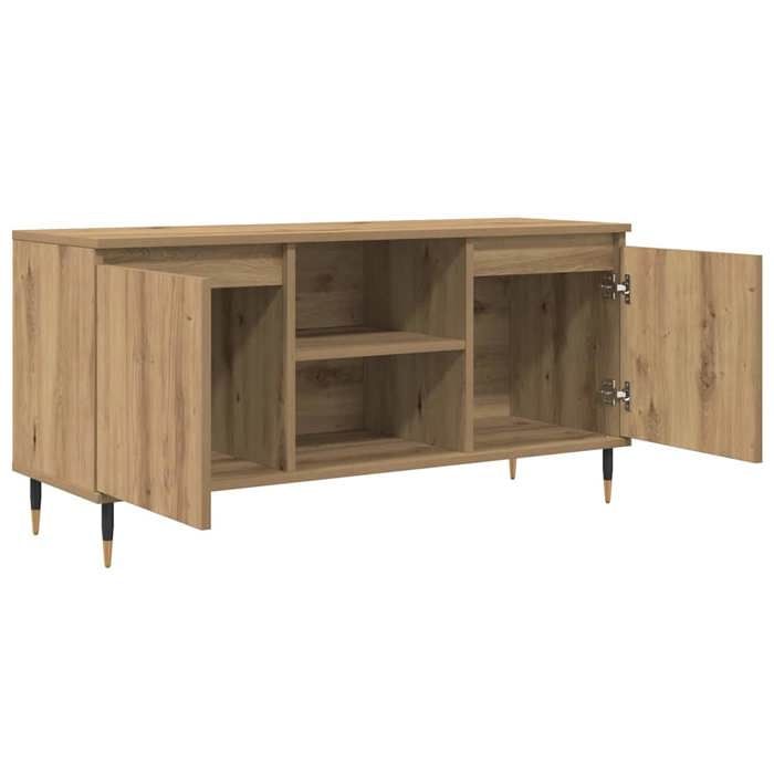 Meuble TV Chêne artisanal 104 x 35 x 50 cm Bois dingénierie_2 ans garantie_90131