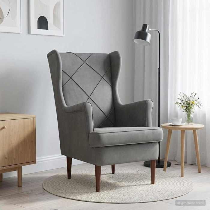 Fauteuil Gris Foncé 65 x 79 x 100 cm en velours avec entretien facile pour Salon 916474