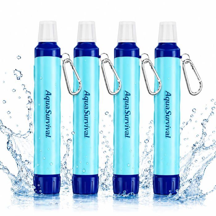 Lot de 4 Paille Filtrante Survie Filtre eau survie sans
