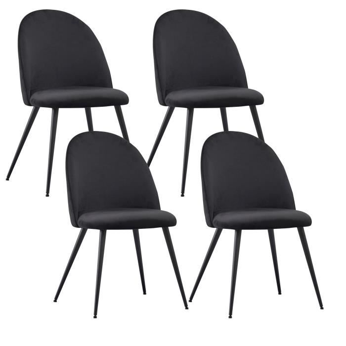 chaises de salle à manger albatros capo - design vintage élégant - revêtement en velours noir
