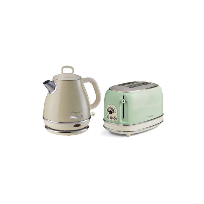 PACK ARIETE 1 Bouilloire Electrique Sans Fil Vintage + 1 Grille pain 2 fentes Thermostat 6