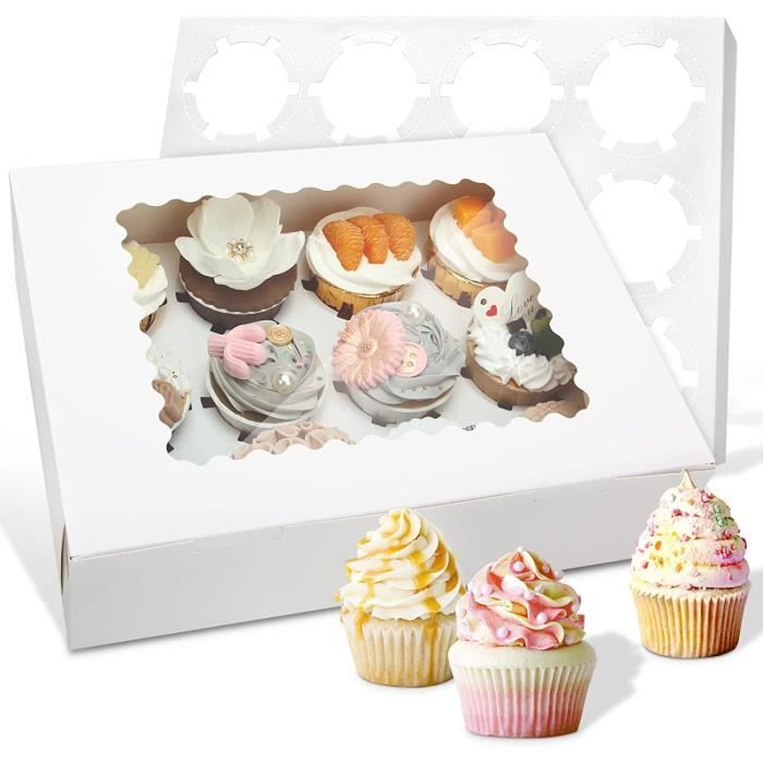 Lot de 15 boîtes à cupcakes avec fenêtre et inserts 6 cavités