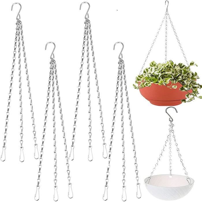 10 Chaînes Suspension Panier - Fer Galvanisé - Longueur Réglable 25cm - Pour Jardinières Et Décorations
