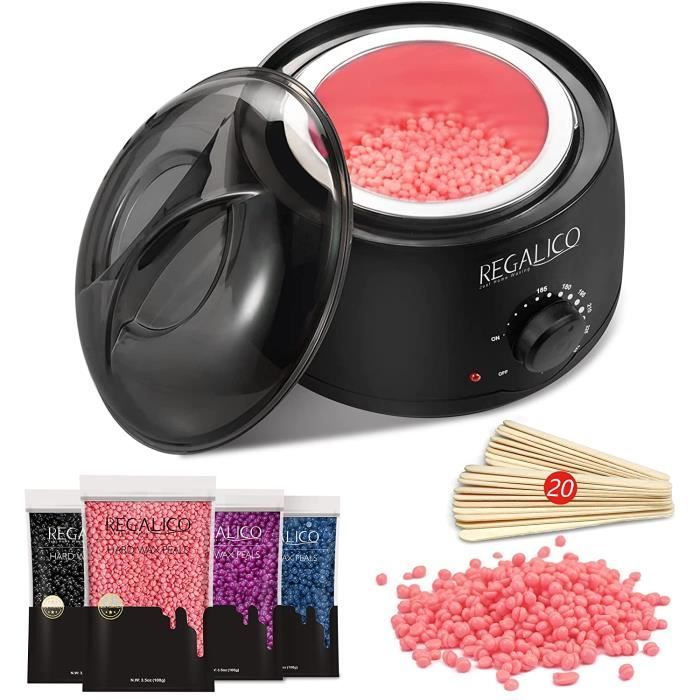Chauffe Cire Epilation, Kit Epilation Cire avec 4 Sachets de Grains de