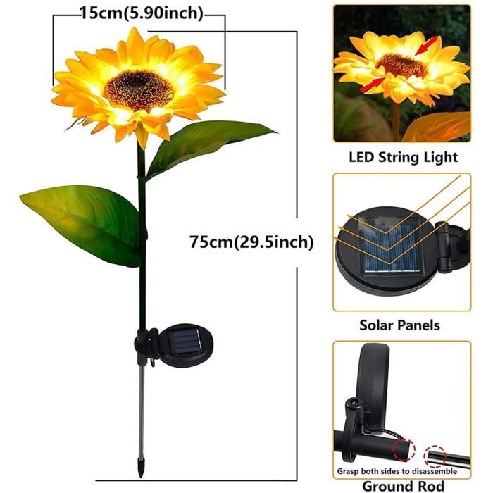 Lanterne Solaire Tournesol Extérieur – Lampe Jardin Suspendue IP65 Étanche, LED Blanc Chaud Rétro Métal
