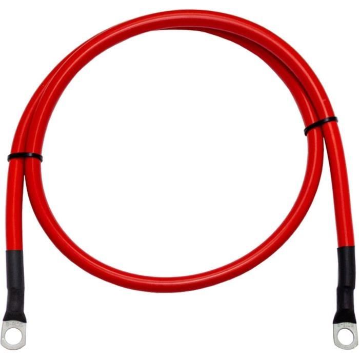 Câbles De Démarrage Pour Auto - 025m Câble Batterie Positif 50mm² Rouge 2x Cosse Tubulaire M8 25cm
