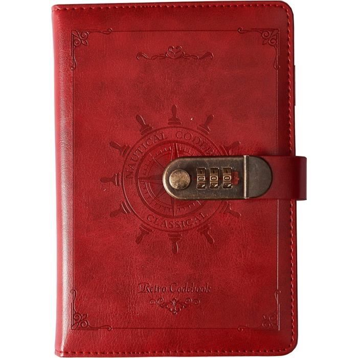 Carnet Journal Avec Serrure à Combinaison - Couverture Cuir PU Bleu - Format 5,71x8,27 Pouces - Idéal écriture, Notes, Voyage