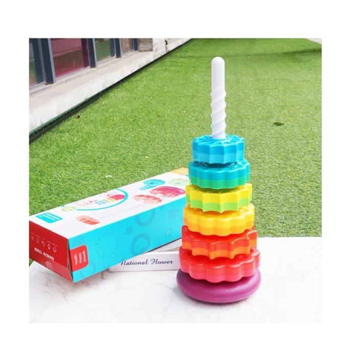 Jeu D'Empilage Anneaux Arc-en-Ciel - Jouet Bébé Motricité Fine, 36,5cm
