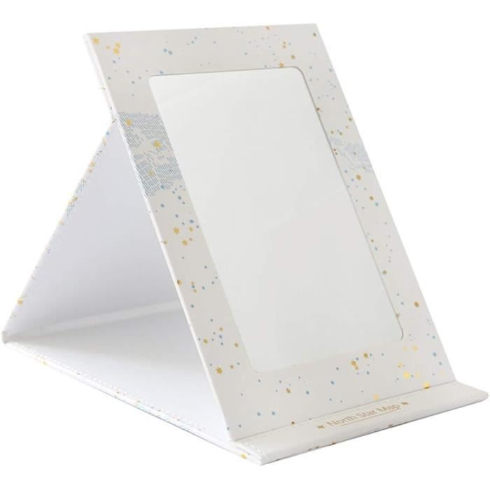 Petit Miroir De Maquillage Portable – Format Carré Avec Boîtier Métal Double – Argenté – Neuf
