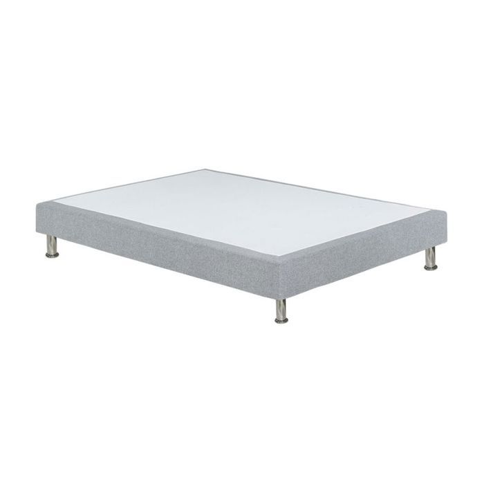 Sommier tapissier 160x200 cm en tissu gris et pieds métal - REMIMOS Meubletmoi Sommier tapissier 160x200 cm en tissu gris et pieds métal - REMIMOS Meubletmoi