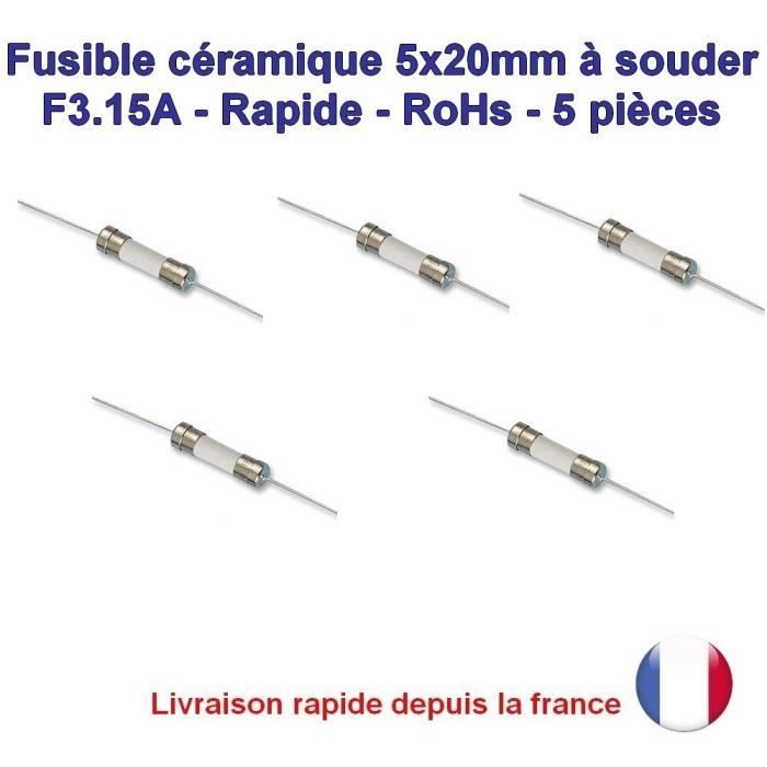 Lot De 10 Fusibles Temporisés (T) Céramique 5A / 250V - Dimension 5x20mm